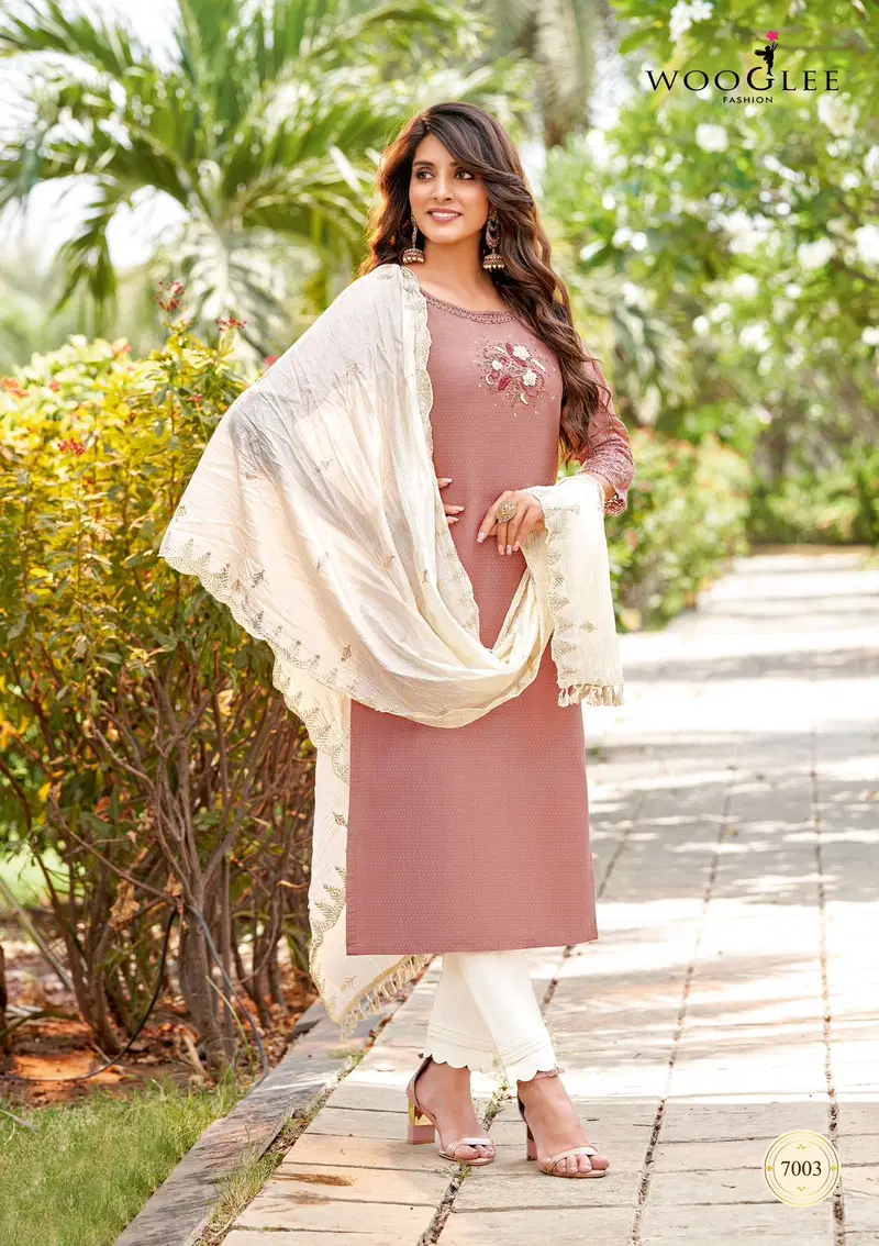 Wooglee Varnee New Exclusive Wear Rayon Kurti Bottom With Dupatta Collection